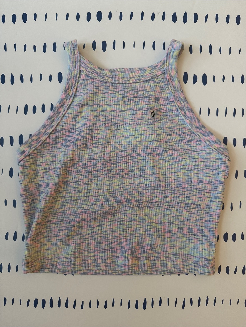 American Eagle Outfitters Marled Pastel Multicolor Ribbed Crop Tank